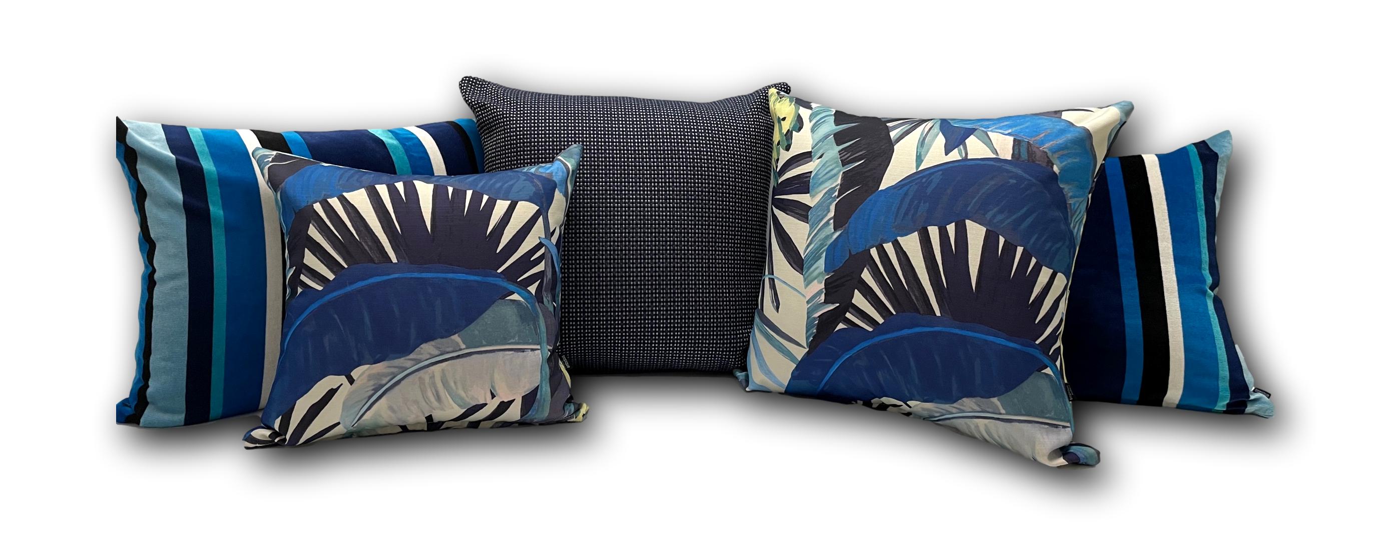 Lounger - South Beach Stripe Outdoor Velvet Sapphire