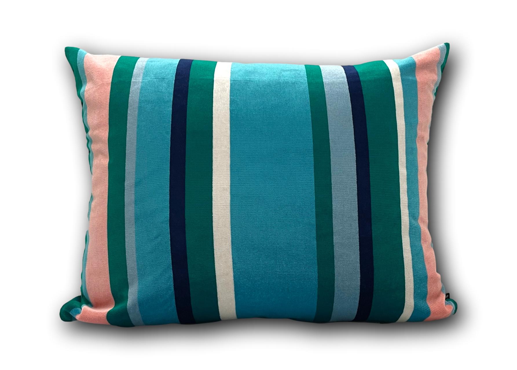 Lounger - South Beach Stripe Outdoor Velvet Aqua
