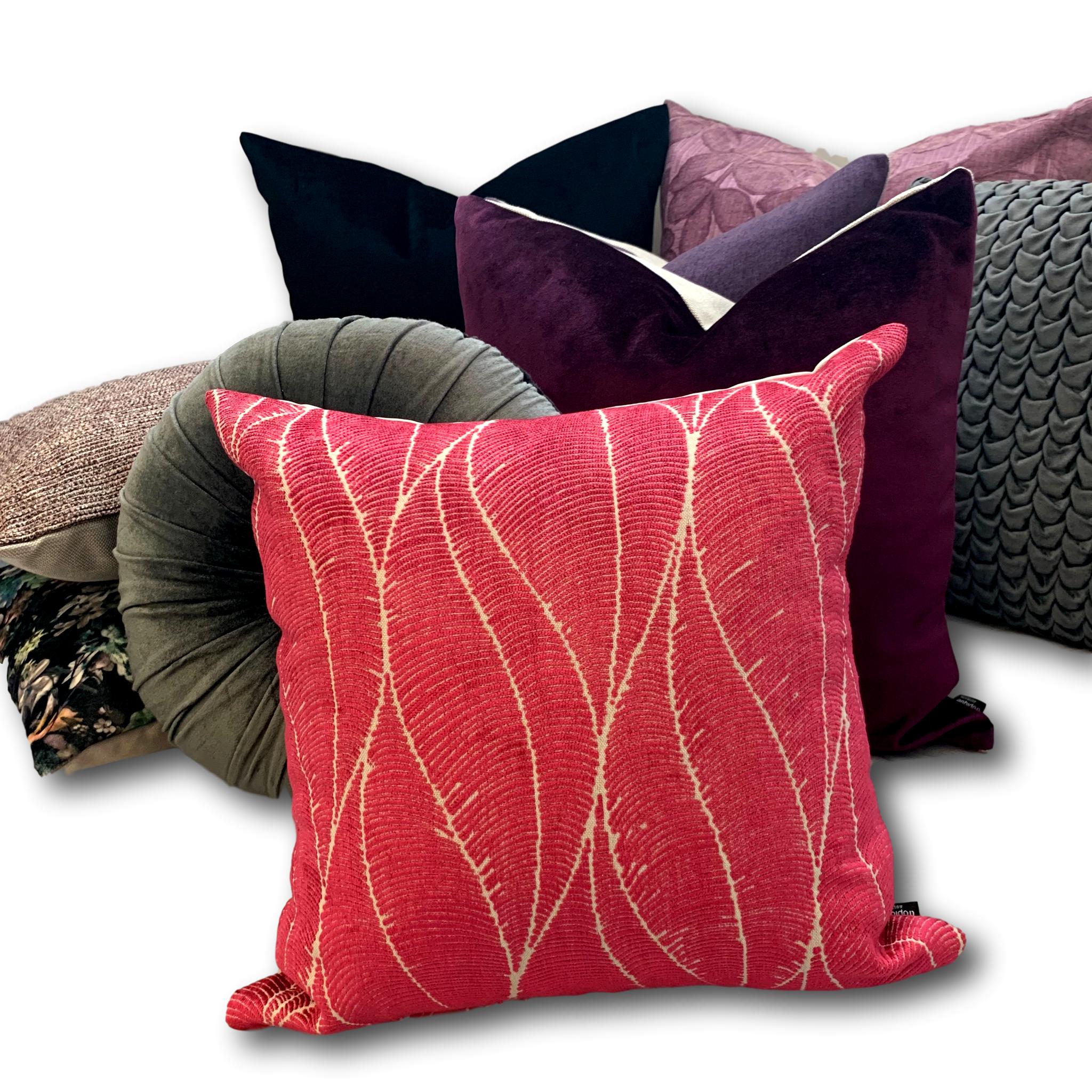 Palm Leaf in Peony - Tropique Cushions