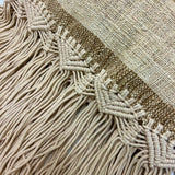 Tassled Striped Throw in Natural with Macrame Detail and Tassled Fringing
