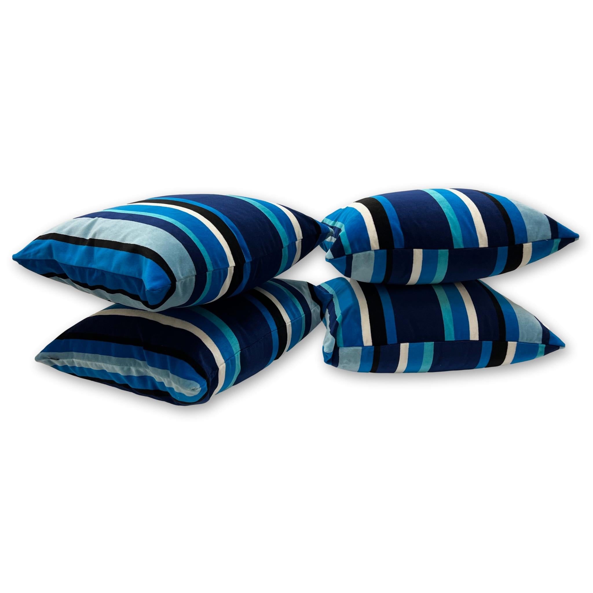Lounger - South Beach Stripe Outdoor Velvet Sapphire