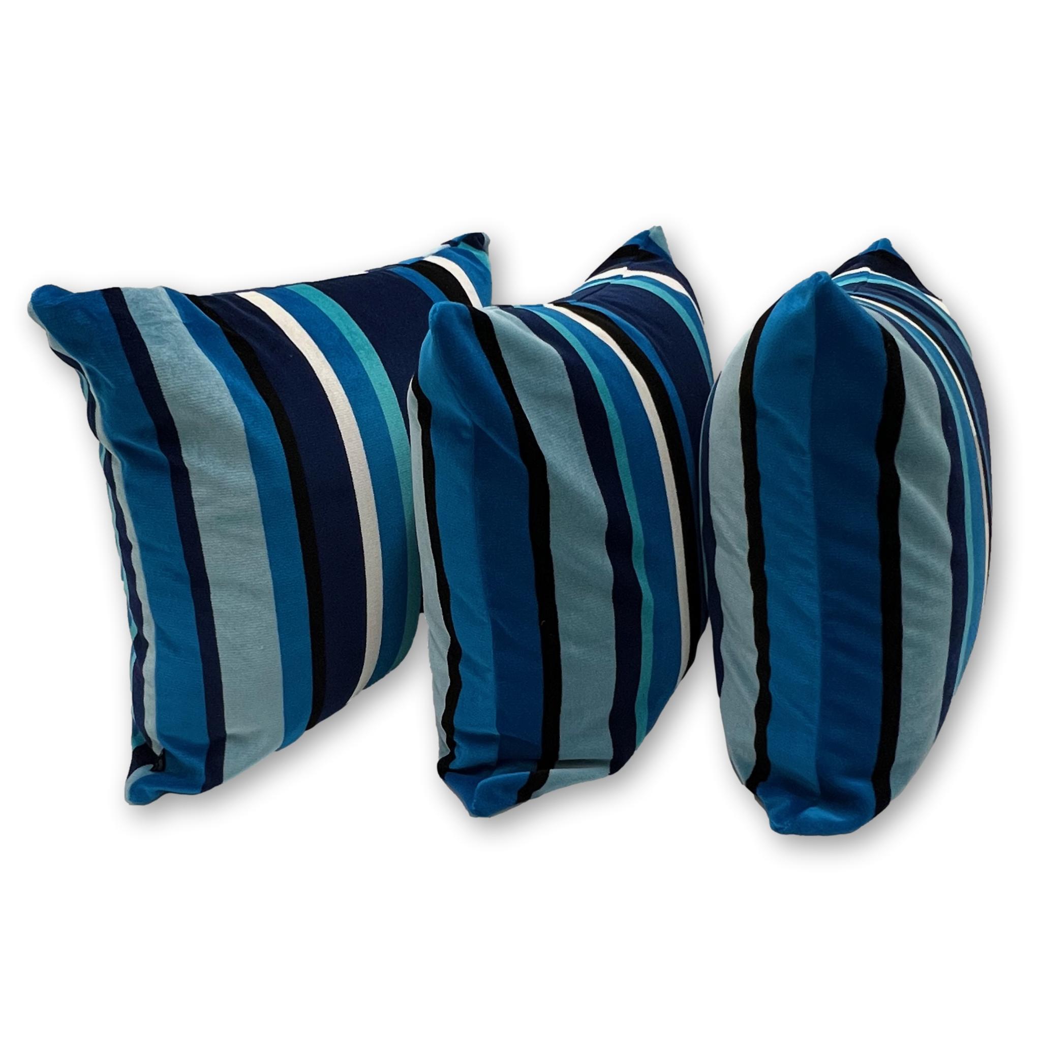 Lounger - South Beach Stripe Outdoor Velvet Sapphire