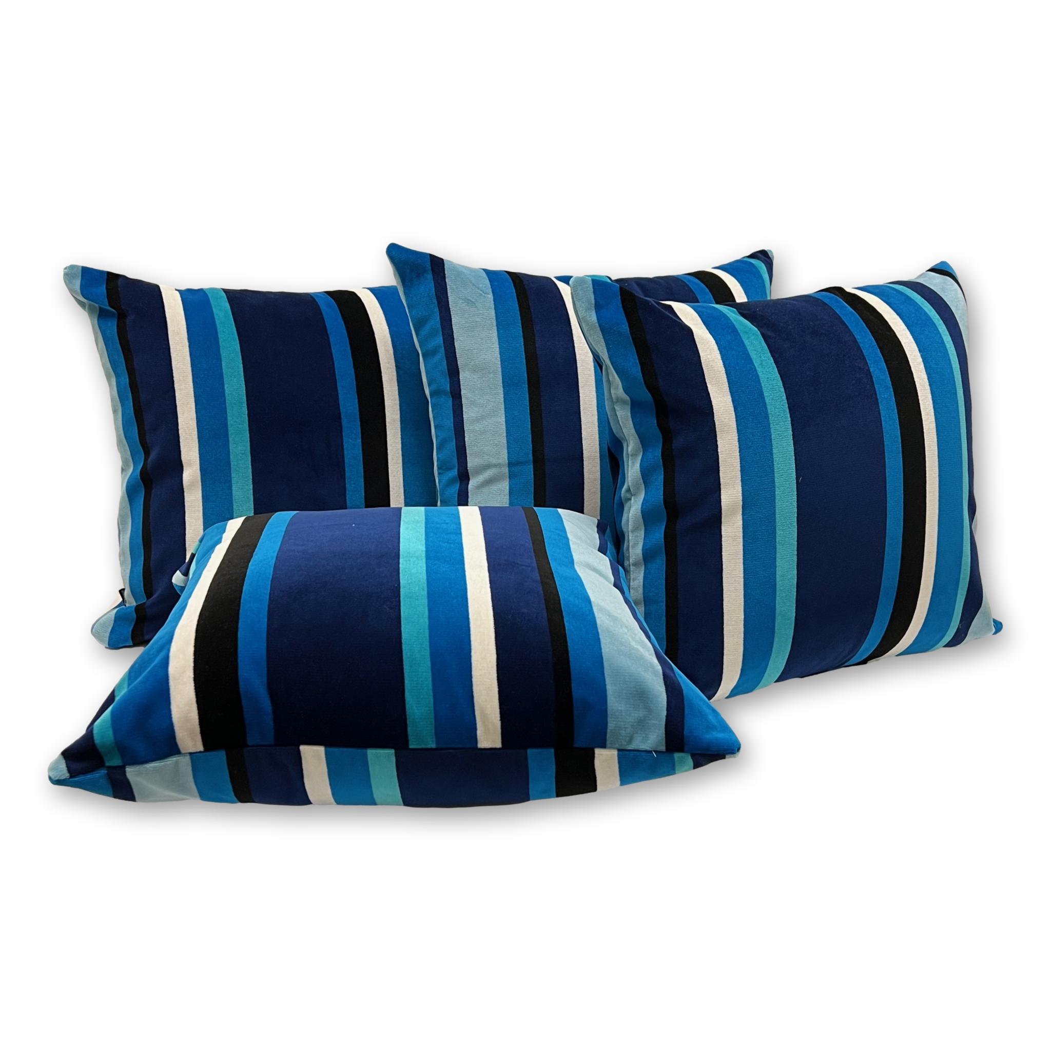 Lounger - South Beach Stripe Outdoor Velvet Sapphire