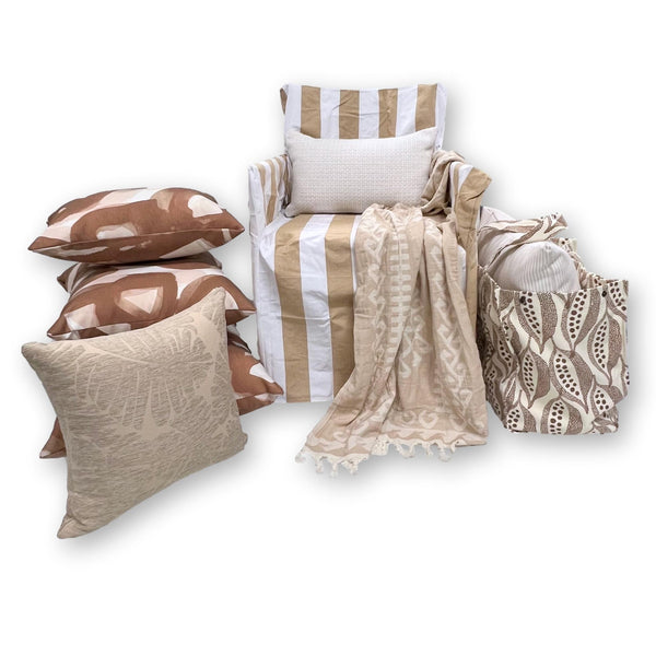 Chair Cover - Striped Taupe