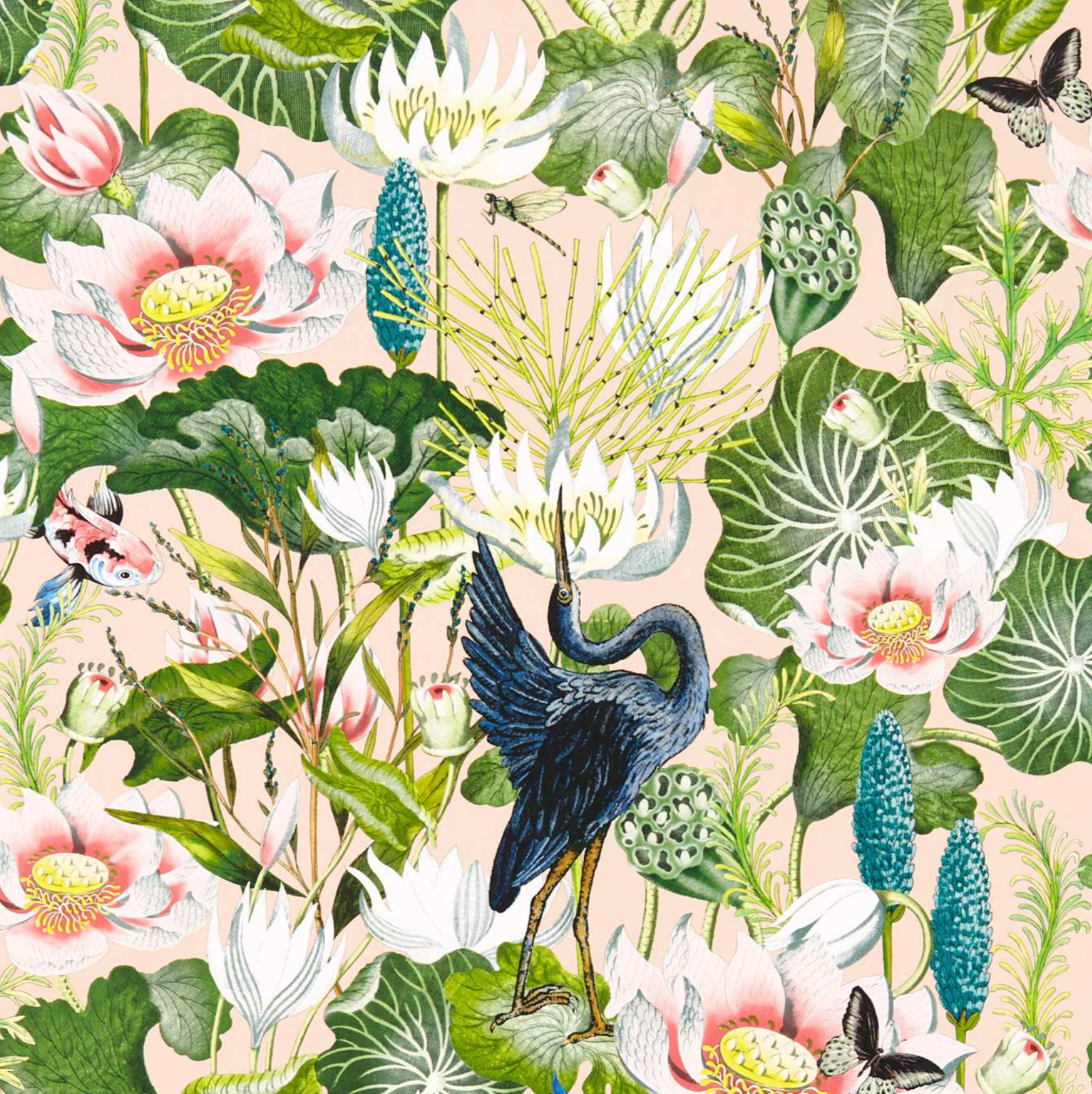 Clarke and Clarke Wallpaper Waterlily