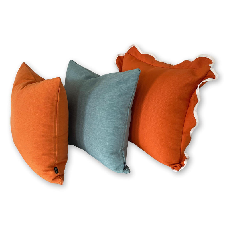 Sorrento in Papaya - Scalloped Outdoor Cushion