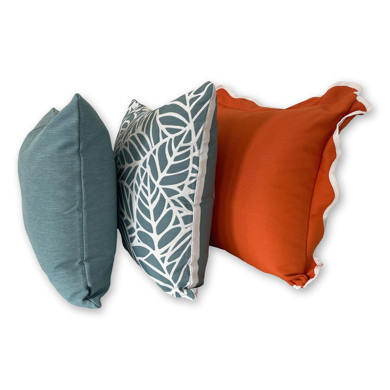 Sorrento in Papaya - Scalloped Outdoor Cushion