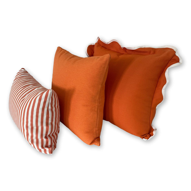 Sorrento in Papaya - Scalloped Outdoor Cushion