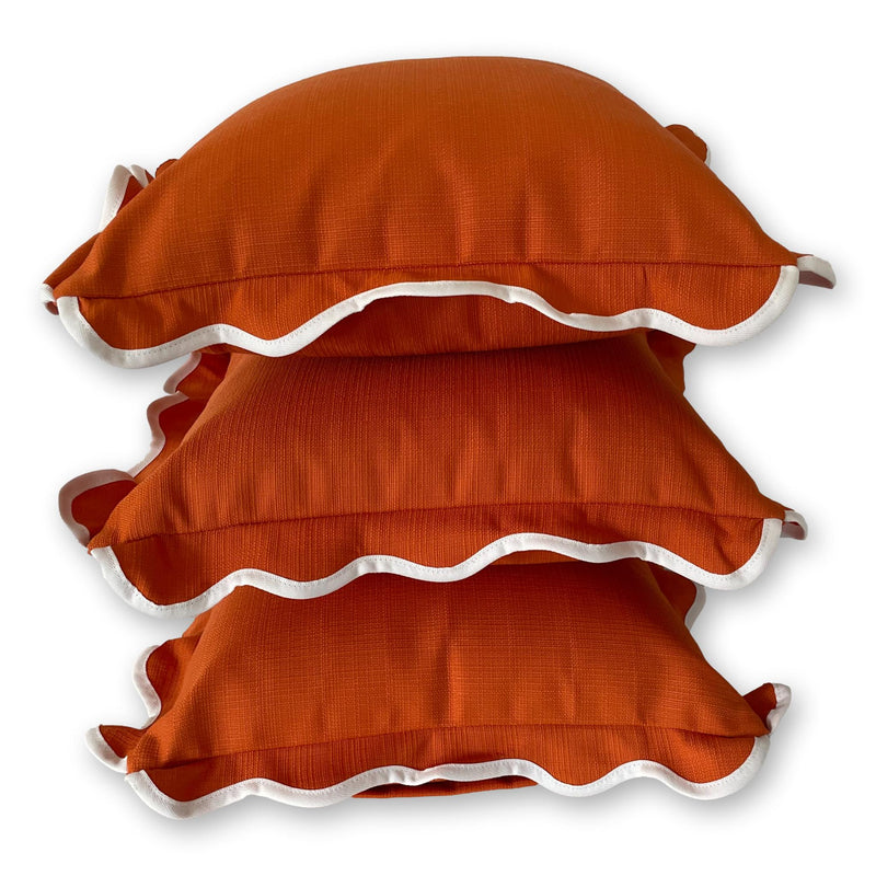 Sorrento in Papaya - Scalloped Outdoor Cushion