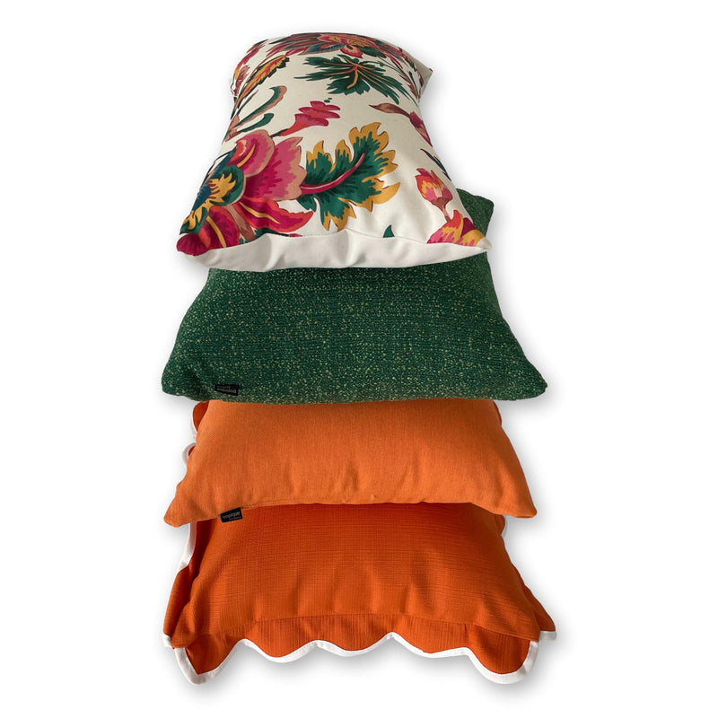 Sorrento in Papaya - Scalloped Outdoor Cushion