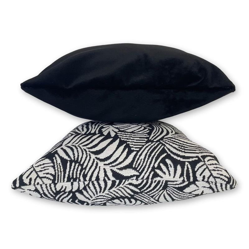 Tropical Leaf in Orca  & South Beach Velvet  Set of 2 Covers