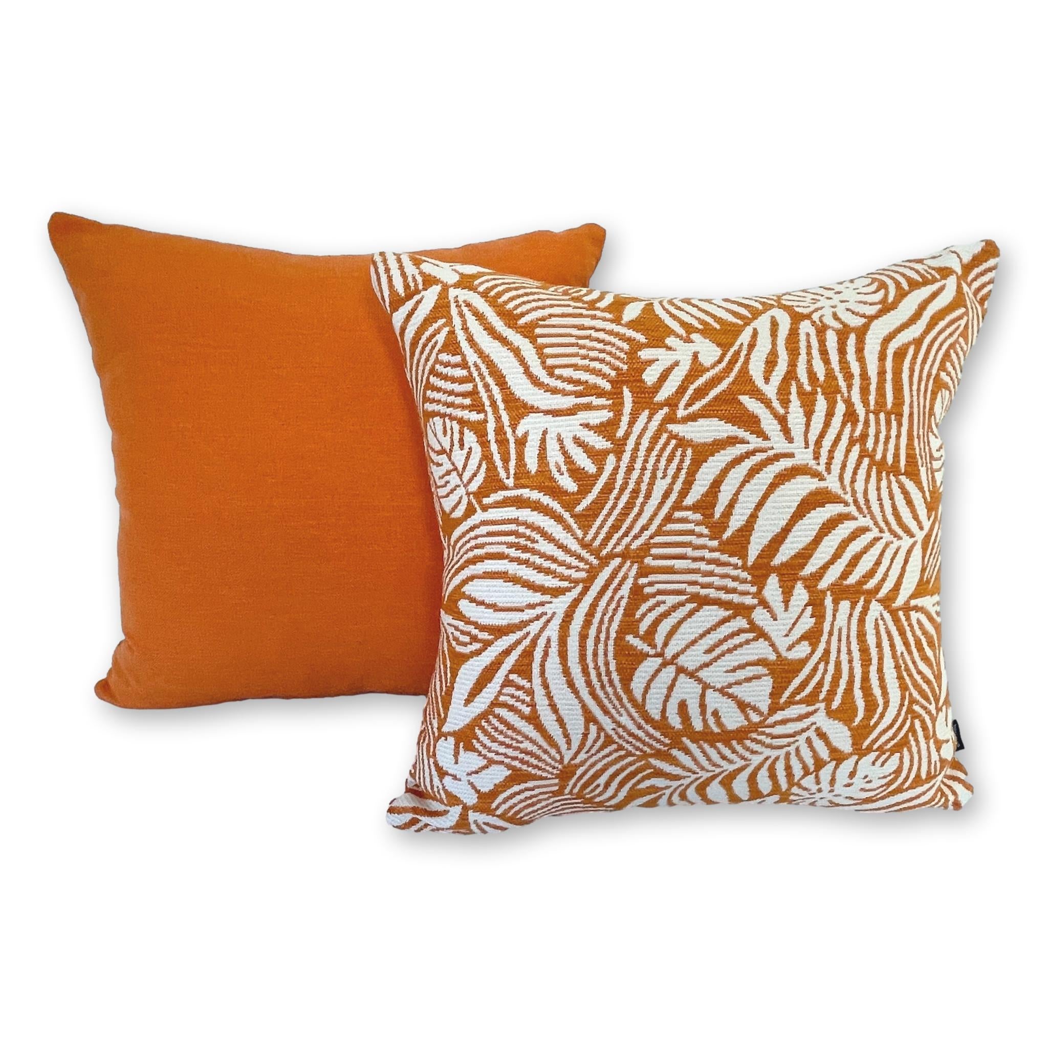 Tropical Leaf in Orange and Lomani Set of 2 Covers