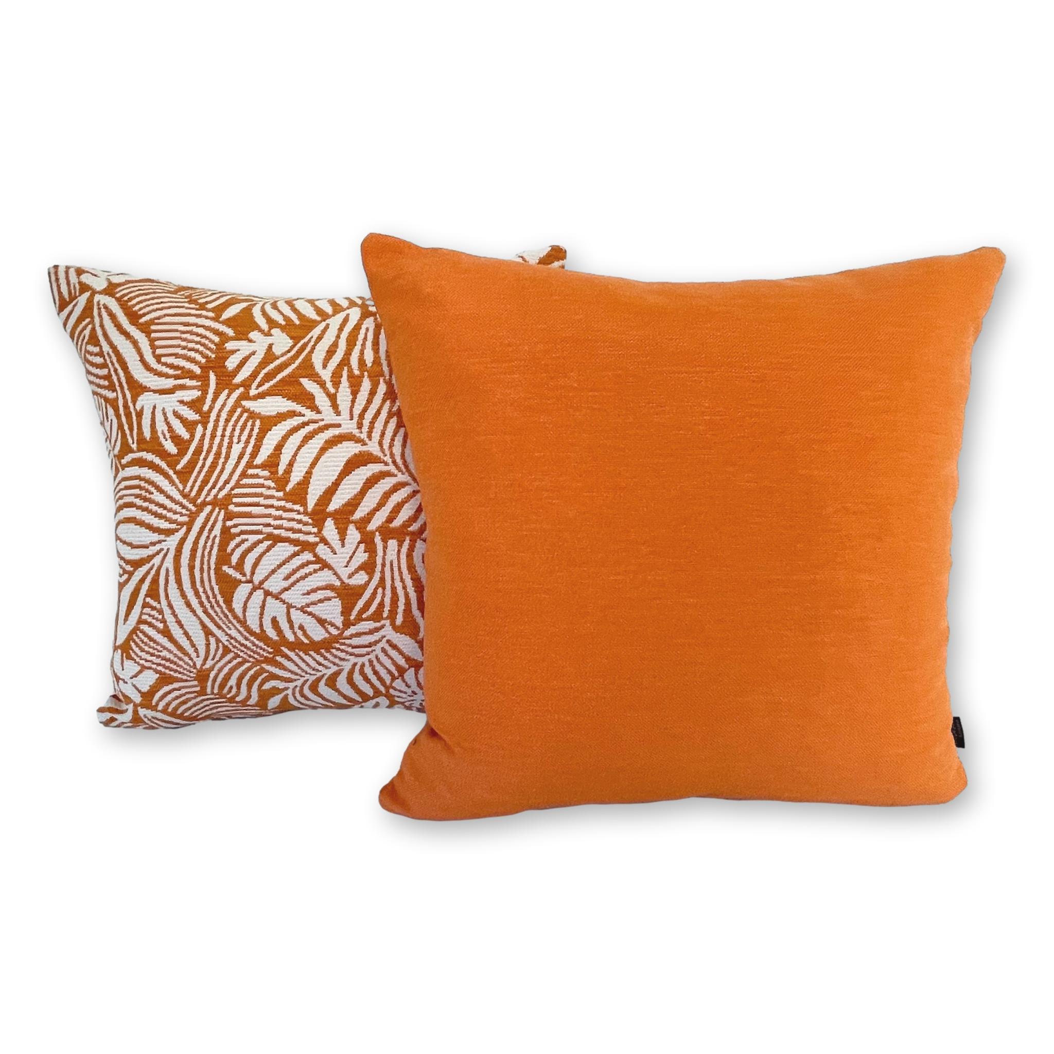 Tropical Leaf in Orange and Lomani Set of 2 Covers