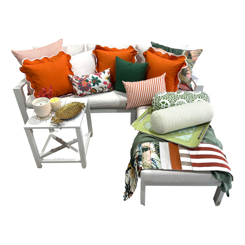 Sorrento in Papaya - Scalloped Outdoor Cushion