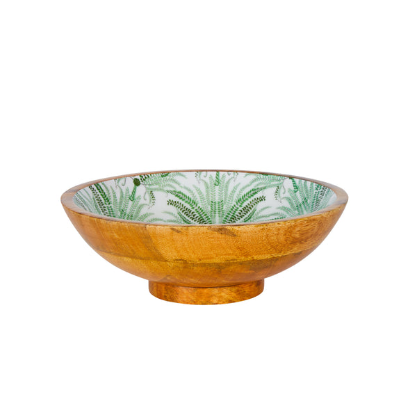 Mango Wood Bowl in Palm Leaf - 25cm