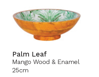 Mango Wood Bowl in Palm Leaf - 25cm
