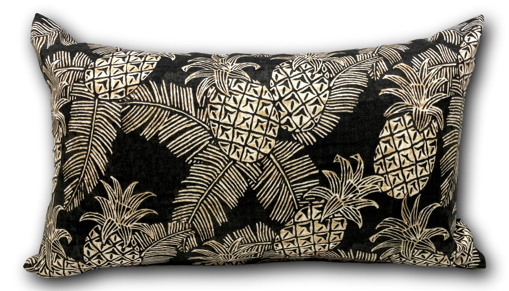 Pineapples in Noir Euro Lumbar - Tropique Cushions