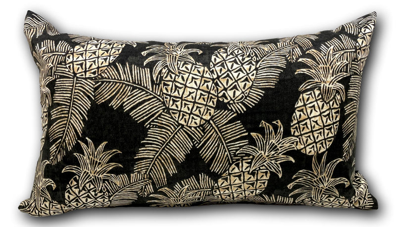 Pineapples in Noir Euro Lumbar - Tropique Cushions