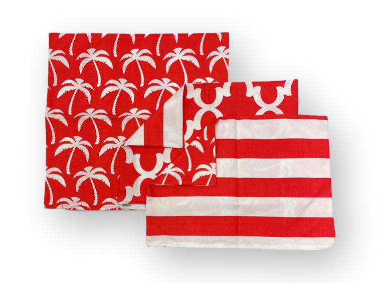 Coral Palms set - 1 x 50cm & 2 x lumbar covers