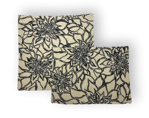 Black Flower Set - 1 x 50cm & 1 x lumbar cover