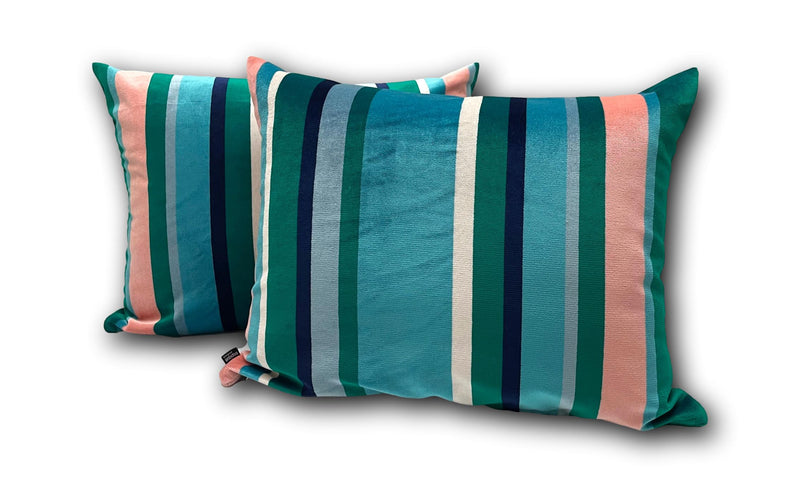 South Beach Stripe Outdoor Velvet Aqua