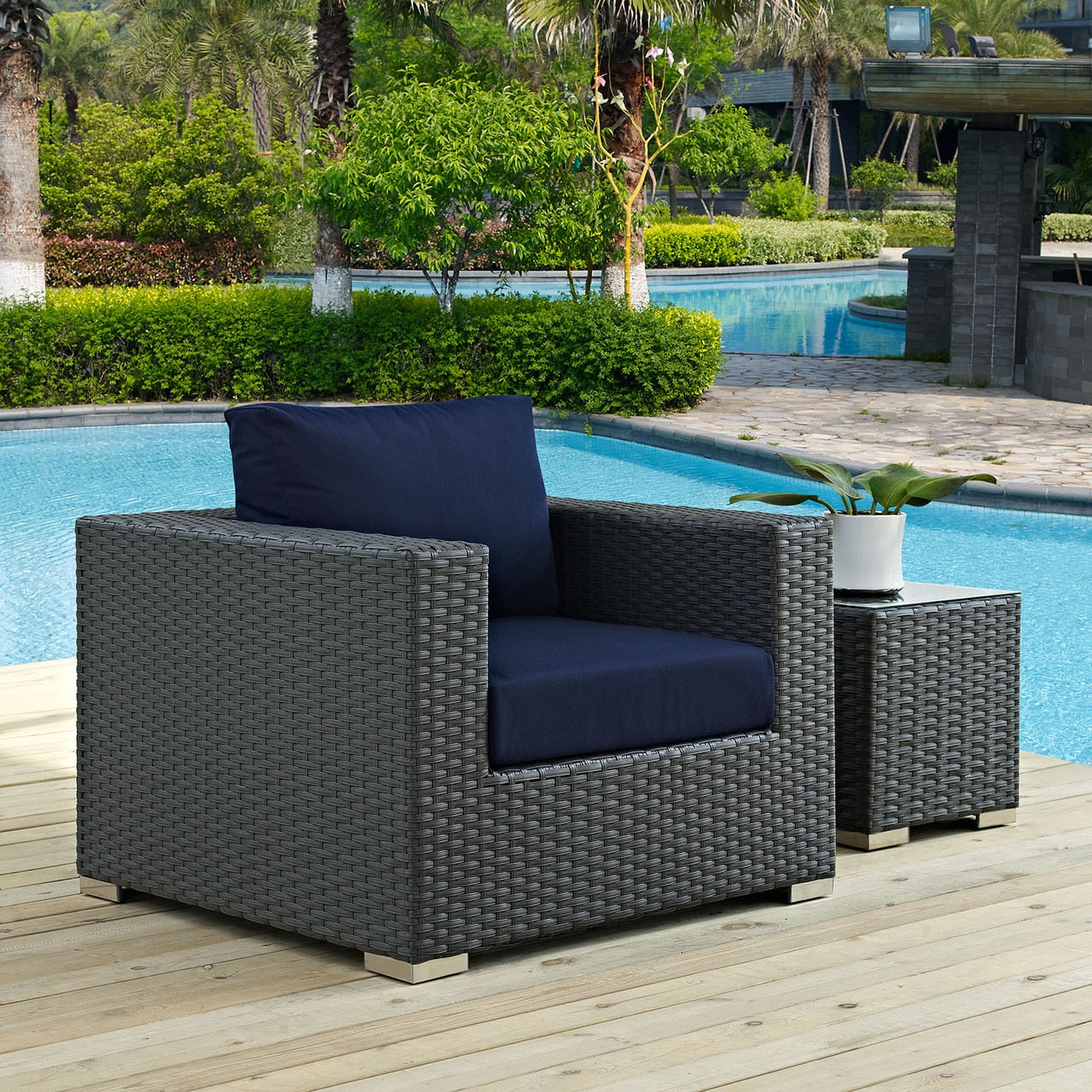 Sunbrella Canvas Navy Bench Seat Cushion