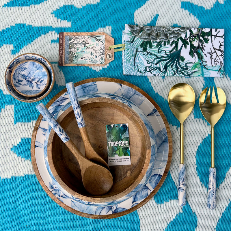 Brass & Enamel Server Set Essence Blue/White