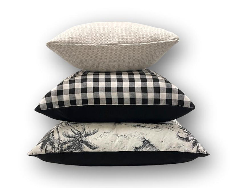 Sunbrella Onyx Black White Check Floor Cushion