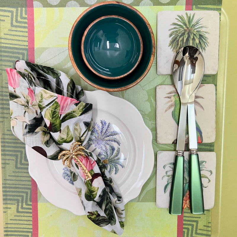 Brass & Enamel Server Set Essence Blue/White