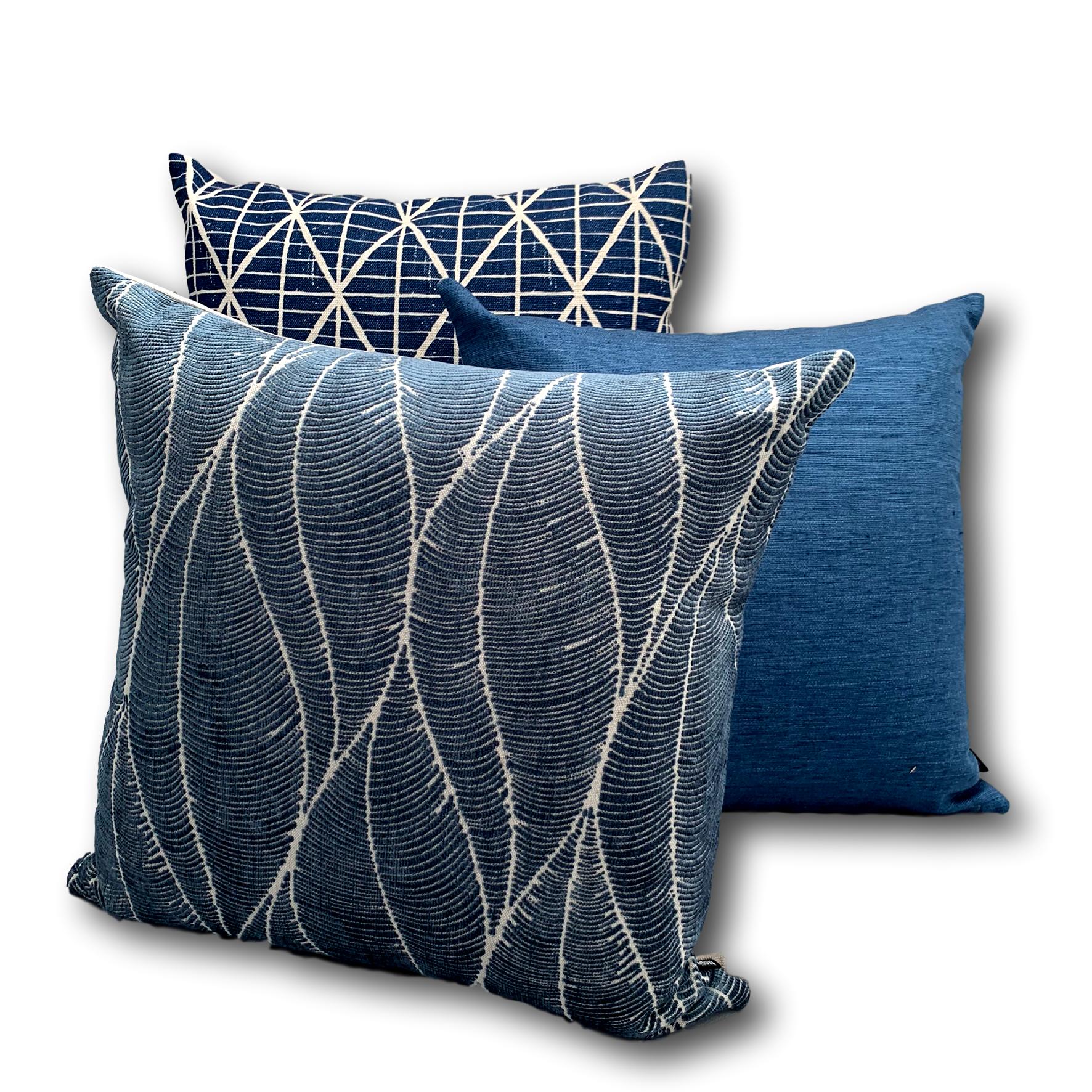 Palm Leaf in Denim - Tropique Cushions