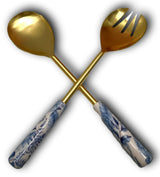 Brass & Enamel Server Set Essence Blue/White