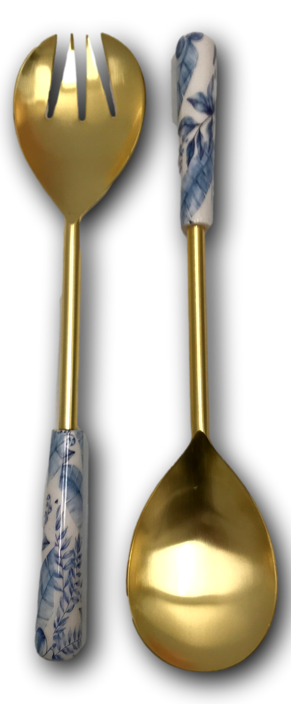 Brass & Enamel Server Set Essence Blue/White