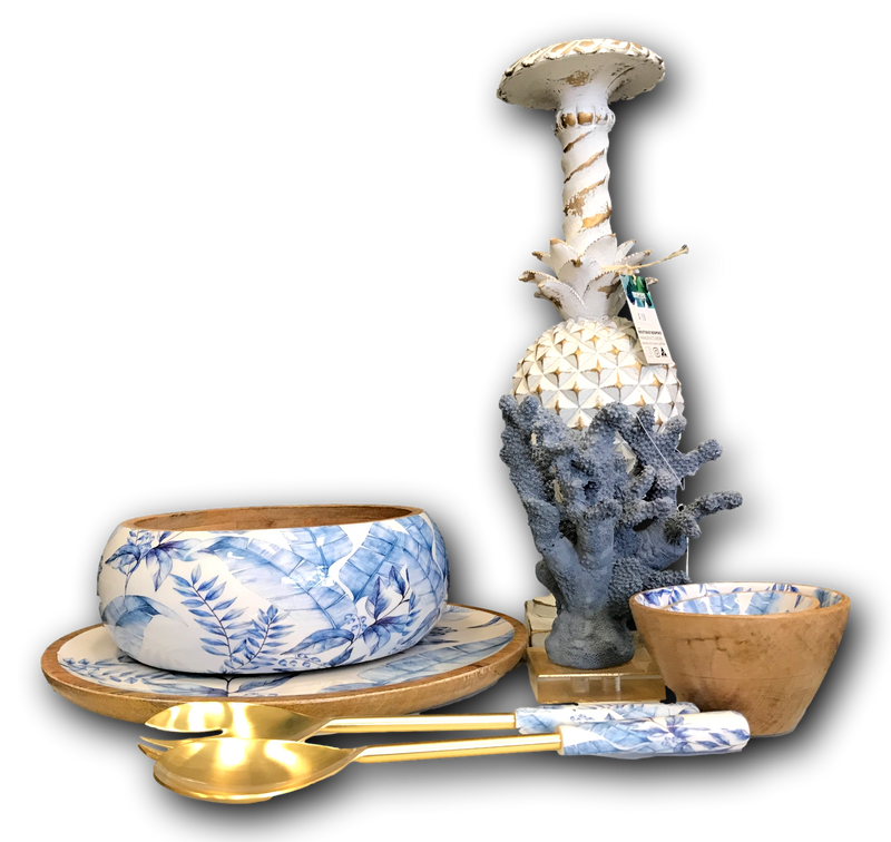 Brass & Enamel Server Set Essence Blue/White