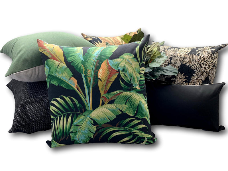Pineapples in Noir Euro Lumbar - Tropique Cushions