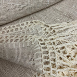 Coastal Throw in Natural with Embroidered Palm and Crocheted Detail