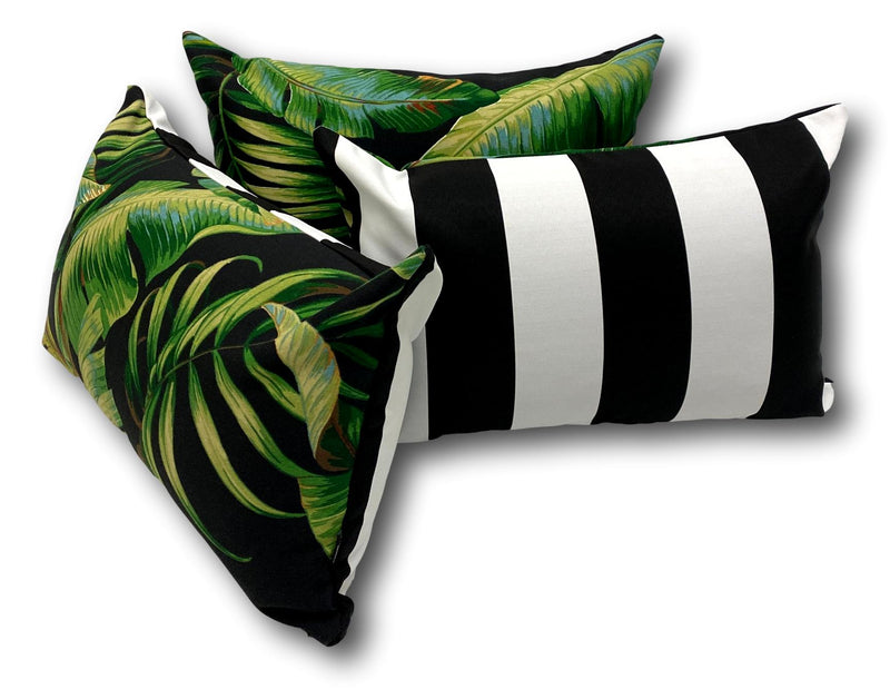 Palmiers Stripe in Night Lumbar - Tropique Cushions