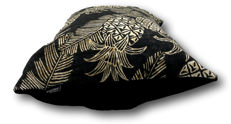 Pineapples in Noir Euro Lumbar - Tropique Cushions
