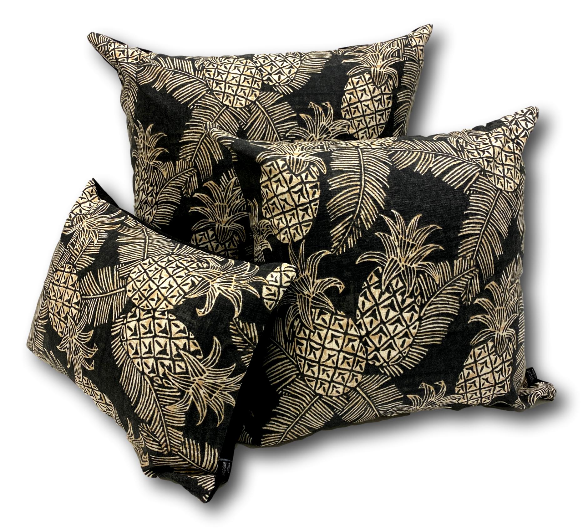 Pineapples in Noir Giant Cushion
