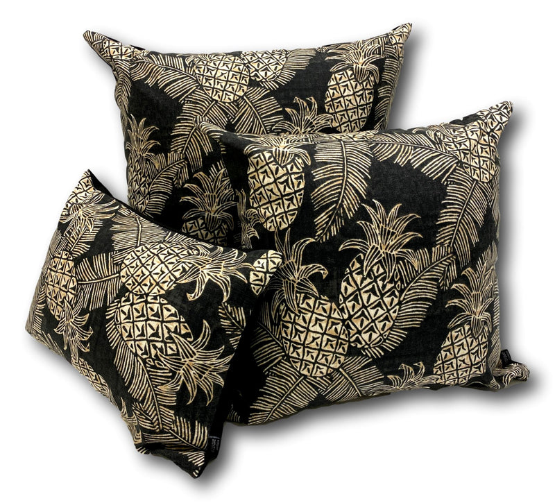 Pineapples in Noir Euro Lumbar - Tropique Cushions