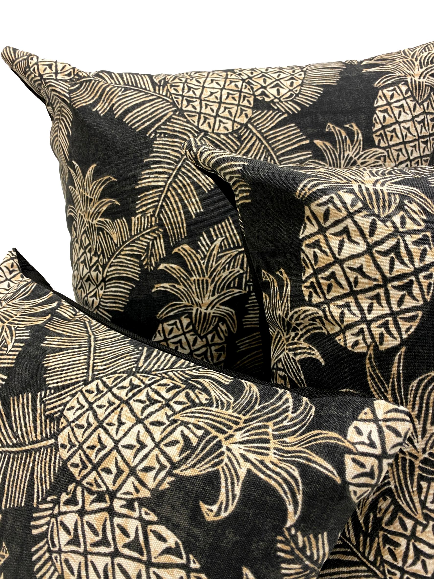 Pineapples in Noir Giant Cushion