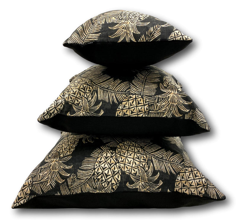 Pineapples in Noir Euro Lumbar - Tropique Cushions