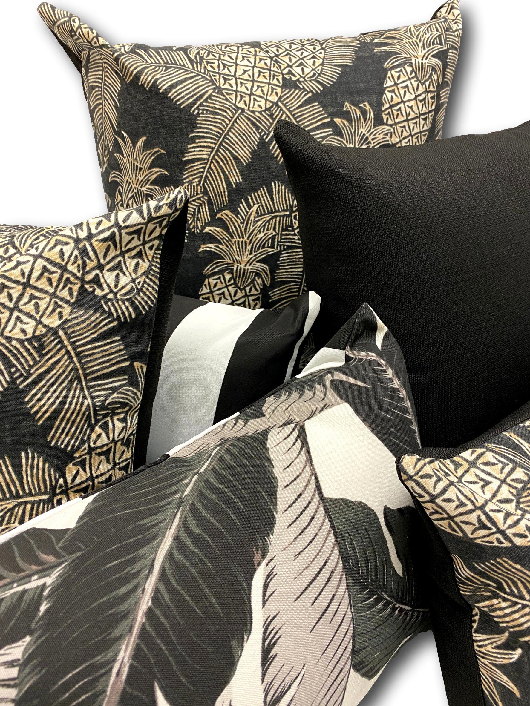 Pineapples in Noir Giant Cushion