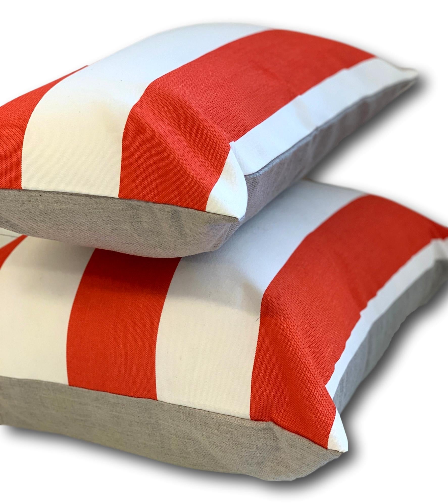 Sunbrella Coral Stripe - Tropique Cushions
