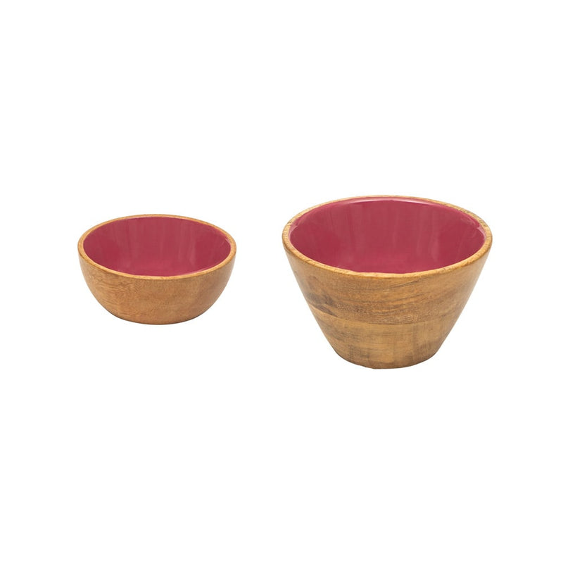 Mango Wood Dip & Nut Bowl Set in Antique Rose - Tropique Cushions