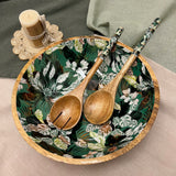 Mango Wood Bowl in Emerald Green - 30cm