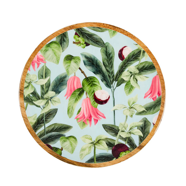 Mango Wood Platter in Summer Bells Blue