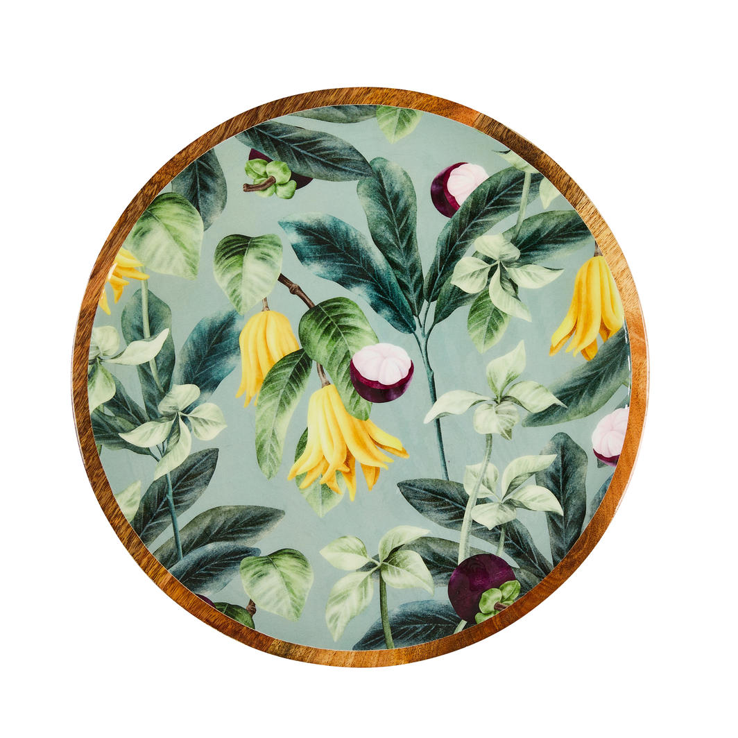 Mango Wood Platter in Summer Bells Yellow