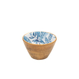 Mango Wood Dip & Nut Bowl Set in Essence Blue/White