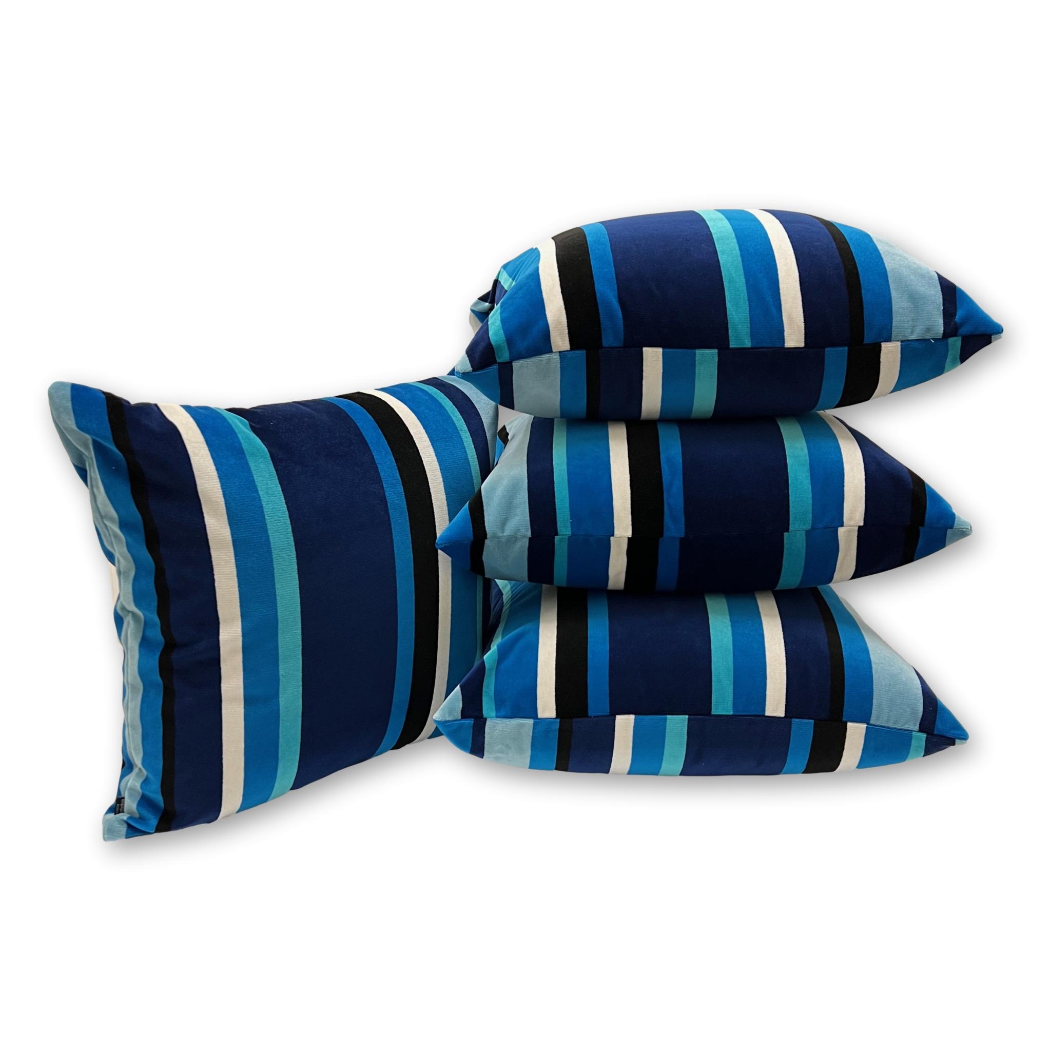 Lounger - South Beach Stripe Outdoor Velvet Sapphire