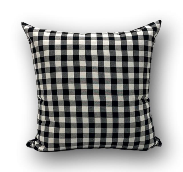 Sunbrella Onyx Black White Check Floor Cushion